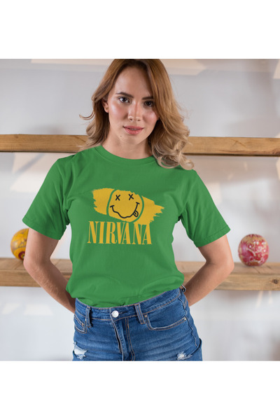 Butik تي شيرت نيرفانا مطبوع / نسائي متعدد الألوان 100% قطن بقصة عادية ومريحة