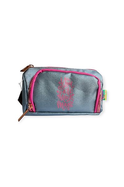 Polin Kaukko Sparkle Double Eyed Pencil Bag, Heart Pattern, Metallic Color