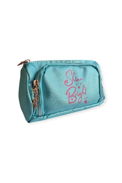 Polin Kaukko Sparkle Double Eyed Pencil Bag, Heart Pattern, Metallic Color