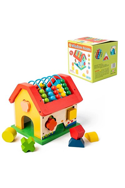 Toy Ξύλινο σπίτι με άβακα και γεωμετρικά σχήματα