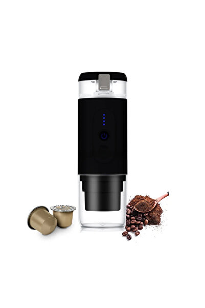 Generica آلة قهوة إسبريسو محمولة بمنفذ USB | ماكينة قهوة للسفر | 3 في 1 للاستخدام اليدوي مع الكبسولات والقهوة المطحونة