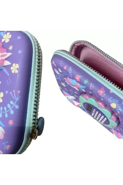 Generic Unicorn Pencil Bag for Kids – Purple Zip Lock Pouch with Built-in Calculator | Cute & Functional