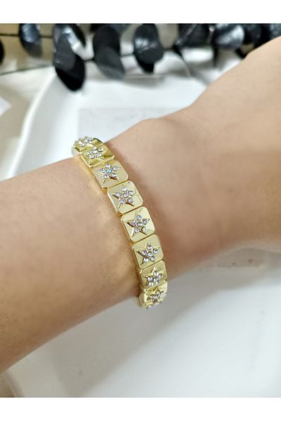 mos&more Gold Star Stone Elastic Elegant Bracelet, Bracelet