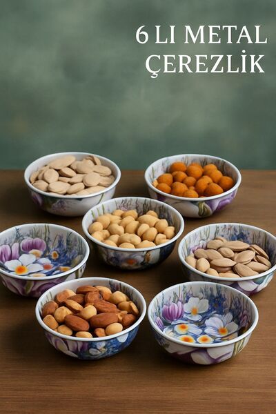 HB LİFE Stainless Metal Set of 6 Snack Bowls – Modern Snack Presentation