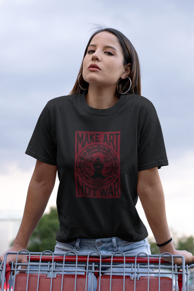 Butik Make Art Not War Τυπωμένο/Γυναικείο πολύχρωμο T-Shirt 100% Βαμβάκι Κανο...