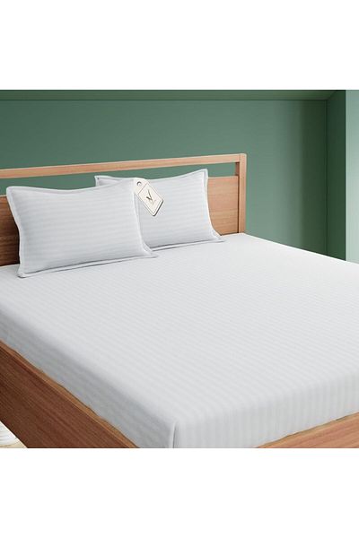 View star Viewstar 4-Piece King Size Striped Bedsheet Set-White