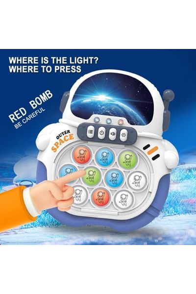 Kardett Pop It Toy, Astronaut Electronic Fidget Console, 3 Color LED Lights, 7 Game Modes, 999 Levels
