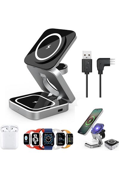 Kardett Wireless charger for Samsung Galaxy, Galaxy Watch and Galaxy Buds, 3 in 1 foldable, 15W Fast C