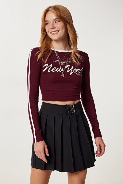 Lovelyİstanbul Mini fustă țesută plisată cu detaliu curea LYY0107 NEGRU