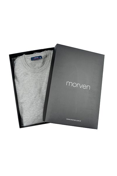 Morven Gray Basic Dynamic Fit Relaxed Cut Crew Neck Gift Boxed Knitwear Sweater
