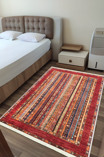 CENTER AVM Renkli Halı Mutfak Halısı Makinede Yıkanabilir Kaymaz Taban Halı