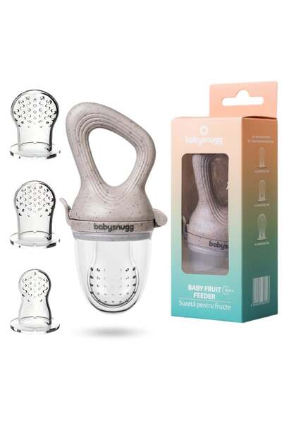 BabySnugg Suzetă pentru hrănire bebeluși/fructe - 3 tetine, fără BPA, nisip