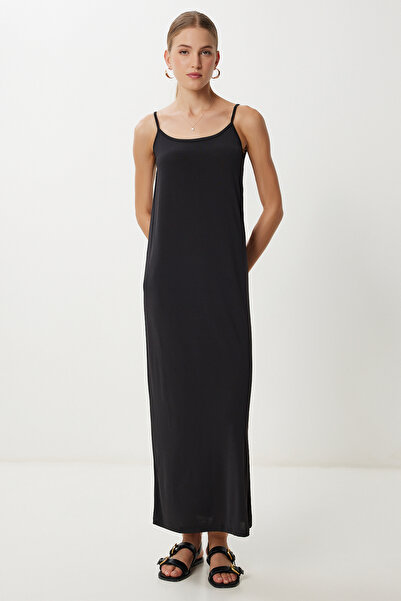 Lovelyİstanbul Φόρεμα Basic Sandy με λουράκι LDZ0046 ΜΑΥΡΟ