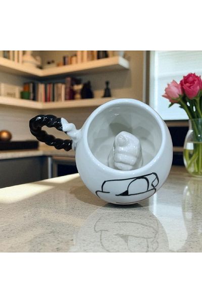 SeraCEY Bubble Knitted Handle Nah Mug Hand Embroidered Special Design Handmade Ceramic Mug