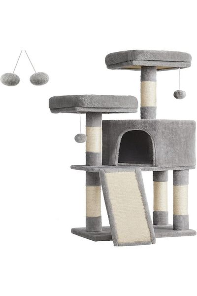 Brivoo® Cat play tower 115 cm, tree with 2 loungers, sisal scratching post, house