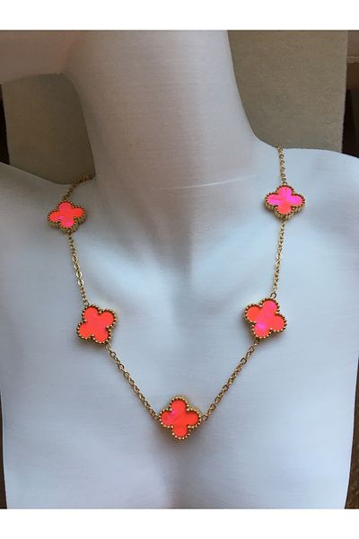 GUNESTAKI Gold Pearlescent Pink Hologram Steel Necklace