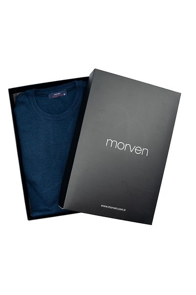 Morven Indigo Basic Dynamic Fit Relaxed Cut Crew Neck Gift Boxed Knitwear Sweater