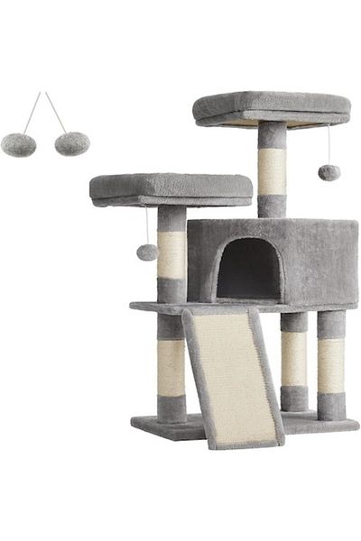 Brivoo® Cat play tower 115 cm, tree with 2 loungers, sisal scratching post, house