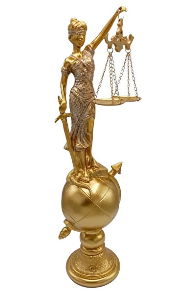 Dünyadan Hediyeler Themis Adalet Terazisi Heykeli ve Dünya Biblo Gold 37cm