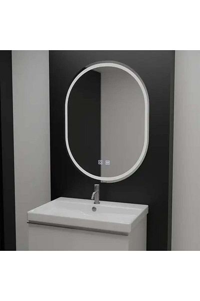 Velara LED Oval Mirror, 60 x 80 cm, Touch, Anti-Fog System, Dimmable