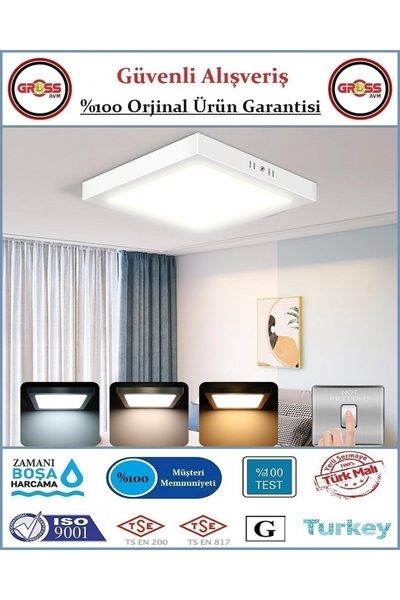 Cata Sıva Üstü Kare LED Armatür Beyaz - 18 Watt - 1900 Lümen - Beyaz Işık