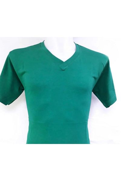 Bonnie Clyde Short Sleeve V-Neck Plain Casual Style 100% Cotton Clothing T-Shirt Green - Green - Bcp1.Utishhrtg-Yes-Yet