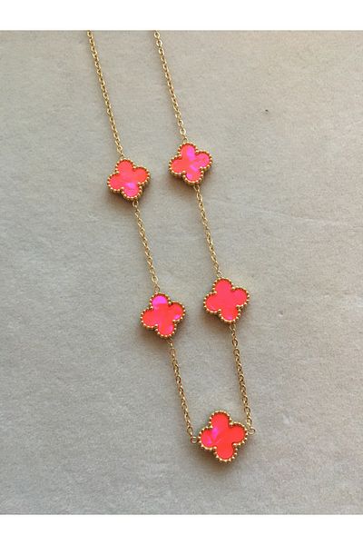 GUNESTAKI Gold Pearlescent Pink Hologram Steel Necklace