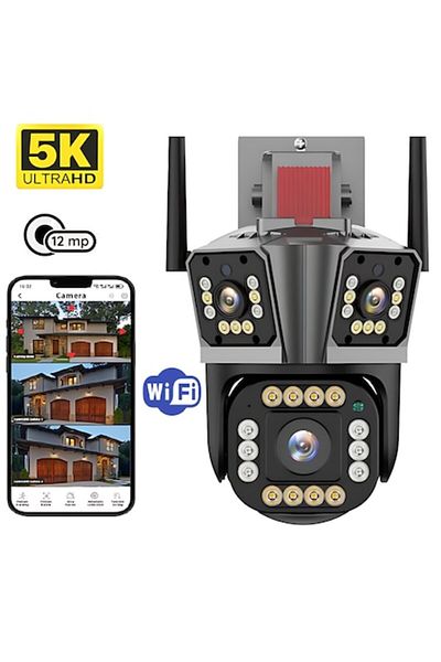 OEM Professional Triple Surveillance Camera with 3 Lenses, Ultra HD Clarity, Night Vision, WiFi
