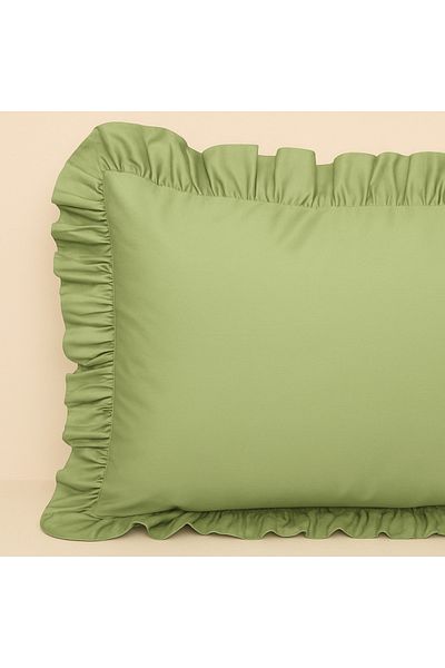 abidehanım 100% Cotton Ruffle Pillow Case 50X70 cm (1 Pc) Green