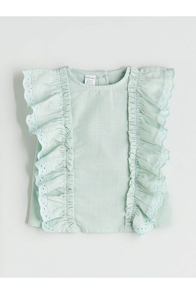 LC Waikiki Sparkling Selections from Shining Store |   Turquoise Ruffle Baby Girl Blouse and Shorts 2 Pcs