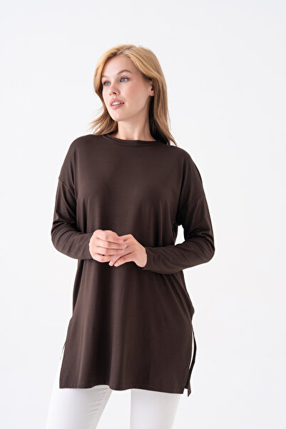 mermaya Premium Kalite, Acı Kahve, Penye Tunik.