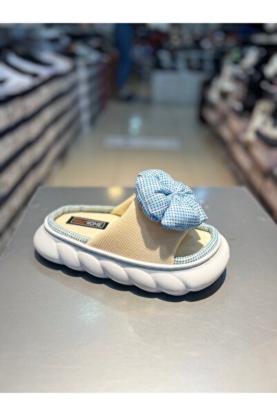 Akınal Bella Papuci puf colorați pentru femei cu fundă