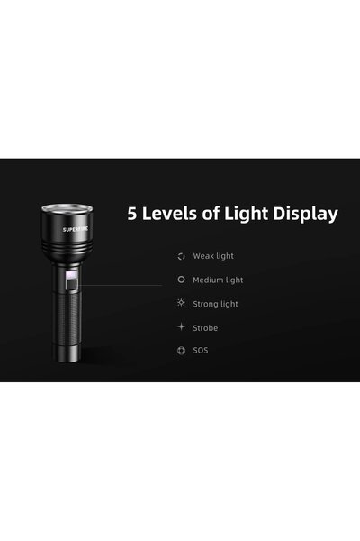 Supfire Superfire D18 LED Flashlight, 2000lm, 226M, 5200mAh, USB-C charging, 36W