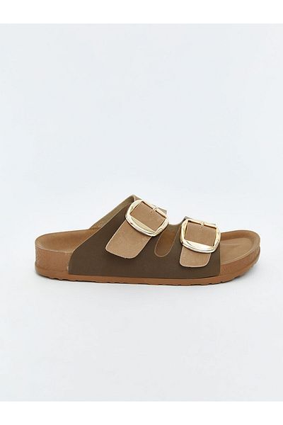LC Waikiki Create Your Style from Uzg Store |   Brown Leather Look Women's Slippers