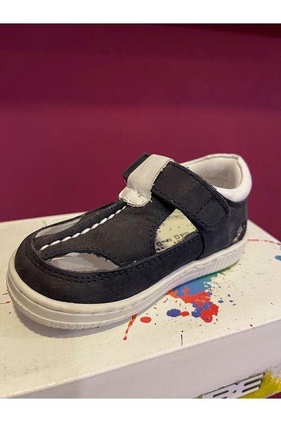 Bebek Sanbe Men's Navy Blue Leather First Step Shoes - 305 N 3406