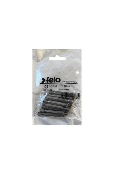 FELO Set of 10 Felo bits, Industrial profile Torx series, E6.3, TX40, 50mm