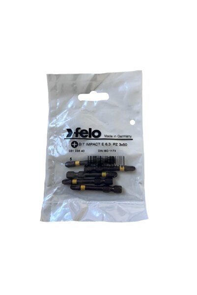 FELO Set of 5 Felo bits, Impact profile Pozidrive series, E6.3, PZ3, 50mm