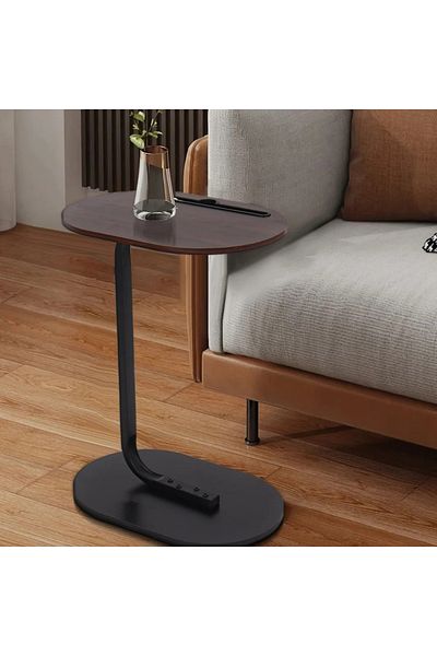 Vi Markets Optimo Serving Table - Brown Top with Built-in Ramp - Metal Base