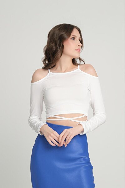 LEE LOLAN بلوزة نسائية بتفاصيل كتف معلقة