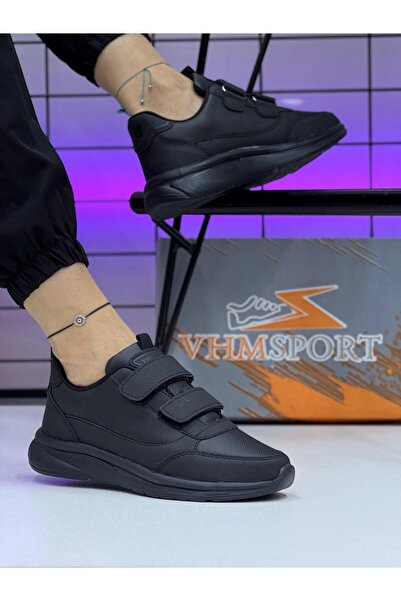 Vhm حذاء رياضي أسود للجنسين |   أحذية فيلكرو مريحة للمشي اليومي والرياضة