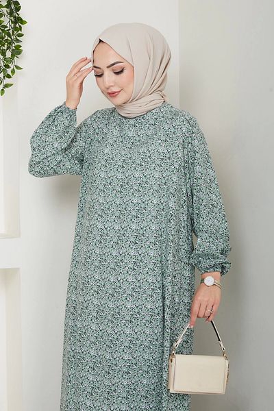 Moda MSK Floral Pattern Viscose Dress Water Green