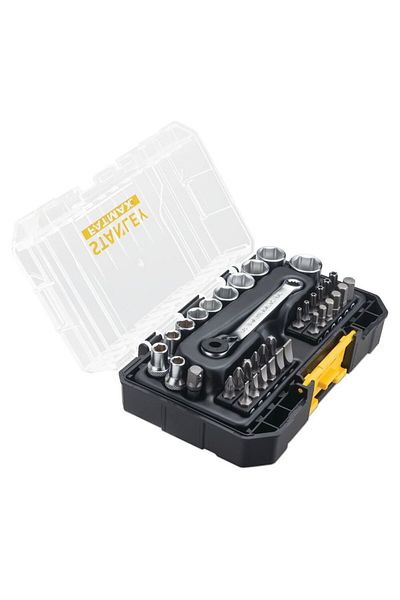 Stanley FMMT19101-0, 37-piece Fatmax set, 1/4 socket wrenches and bits, 60-tooth ratchet, com