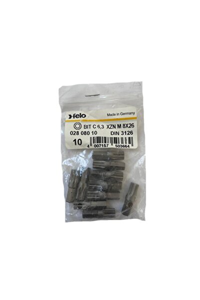 FELO Set of 10 Felo bits, Industrial profile XZN series, C6.3, M8, 25mm