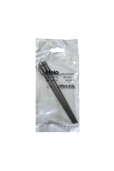 FELO Set of 3 Felo bits, Industrial profile Torx series, E6.3, TX15, 150mm
