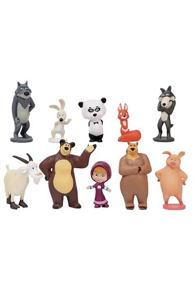 MBong Set 10 figurines Masha and the Bear, Cake Decoration, Mbong®, 6 cm