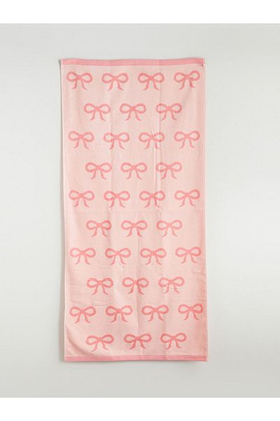LC Waikiki Quality Parts from Celebi Store |   Pink Bow Patterned Women's Beach Towel 70X150 cm