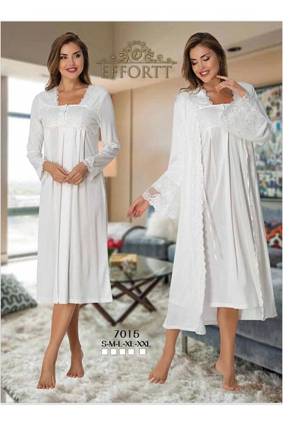 EM&FA TEKSTİL Maternity Maternity Dressing Gown Nightwear Set