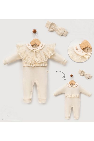Cherub Baby Removable Mobile Lace Collar Floral Baby Girl Romper