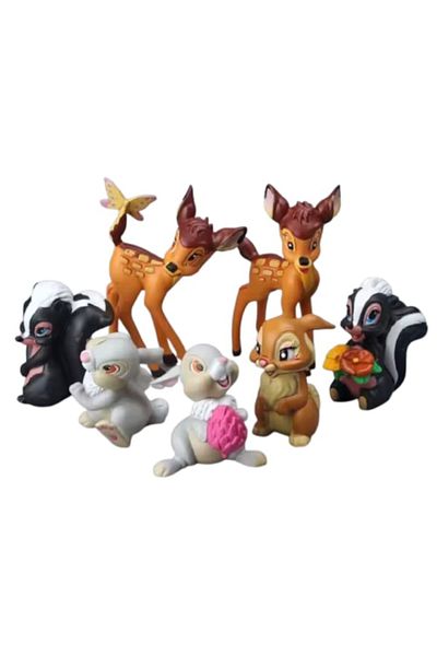 MBong Set 7 Figurine Bambi, MBong®, Flower, Faline, Iepure Thumper, 5-9 cm