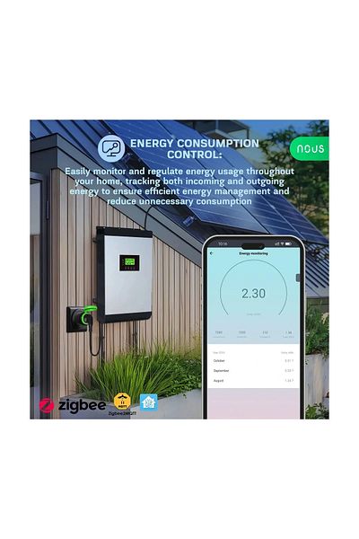 Nous Set of 2 Smart WiFi outdoor sockets A6Z, 16A - ZigBee 3.0, Energy monitoring, IP44